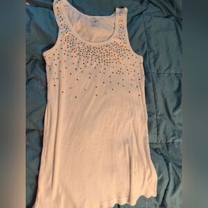 Old Navy White Tank with Multicolor Sequins, Size Large